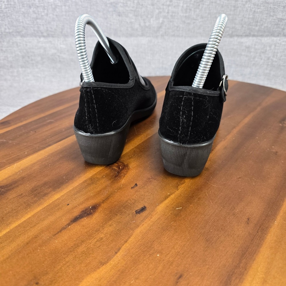 Shanghai Double Coin Black Velvet Mary Jane Martial Arts Wedge Shoes Size 220, 5 - Picture 10 of 16